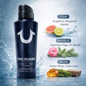 True Religion Fragrance Always True Homme 6 oz Deodorizing Body Spray  For Men